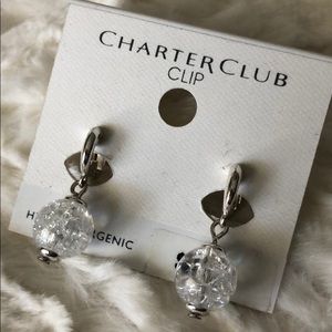 Charter Club Clip Clear Round Earrings